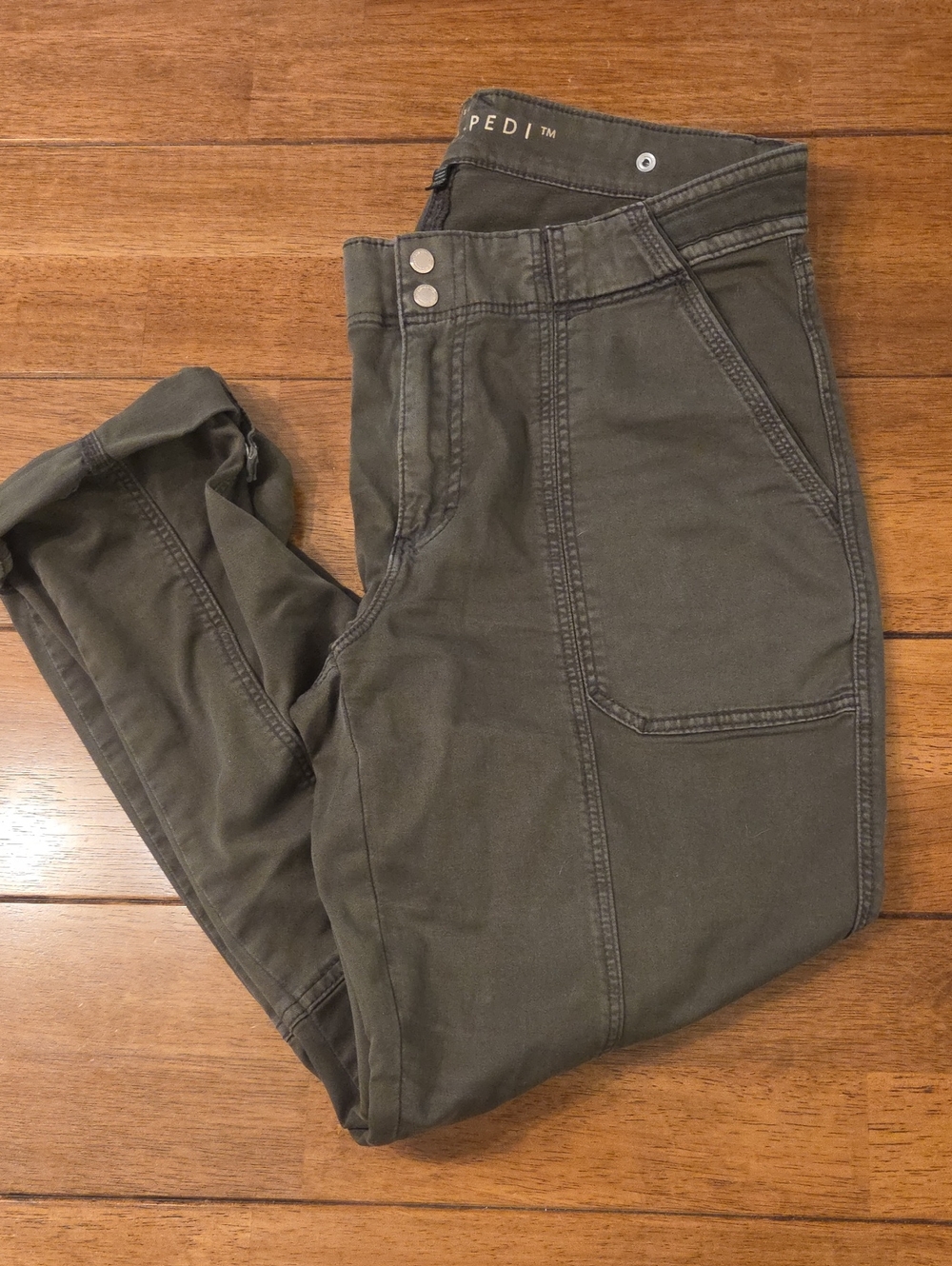 White House Black Market Olive Green Womens Cropped Pants Size 8